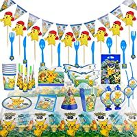 Cumpleaños de Pokemon- 155 Piezas Pokemon Pikachu Pokemon Team Cartoon Anime Theme Artículos para Fiesta de Cumpleaños…